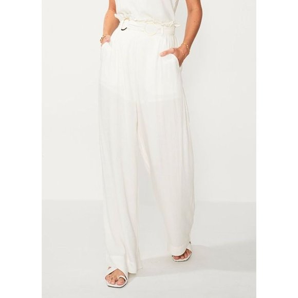 Suboo Nadia Wide Leg High Waist Pant Ivory/Gold Striped Size 2 NEW - Picture 8 of 8